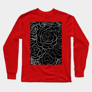 Rose Pattern Black Long Sleeve T-Shirt